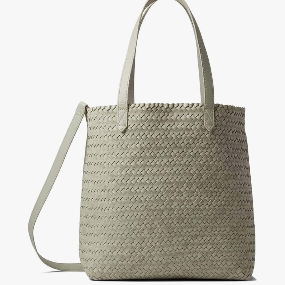 Madewell The Medium Transport Tote: Woven Leather Edition Ashen Sage - Picture 13 of 14